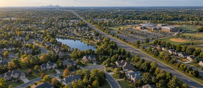 Aerial view of Harrisburg, North Carolina