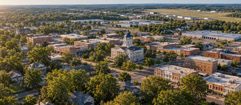 Aerial view of Monroe, North Carolina