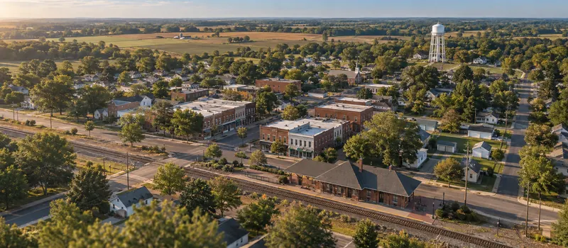 Aerial view of Oakboro, North Carolina